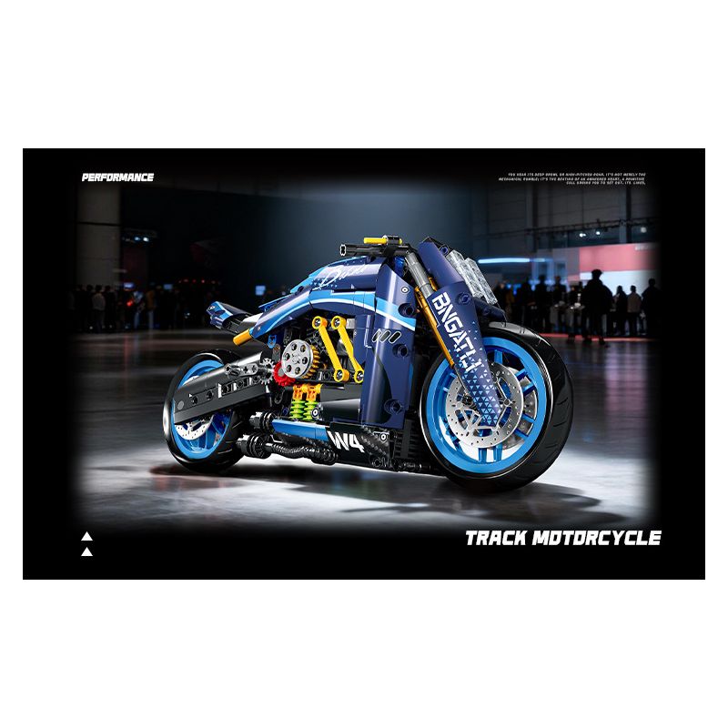 wisdom MG06 Bngatli W4 Xếp hình lắp ráp ghép mô hình Xe máy Bugatti 1:8