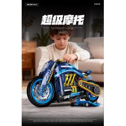 wisdom MG06 Bngatli W4 Xếp hình lắp ráp ghép mô hình Xe máy Bugatti 1:8