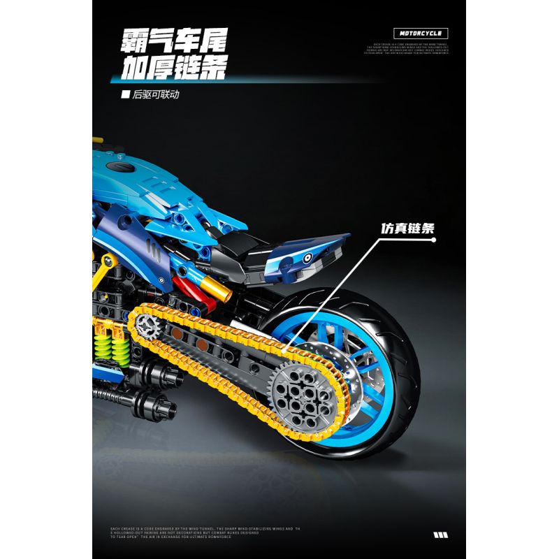 wisdom MG06 Bngatli W4 Xếp hình lắp ráp ghép mô hình Xe máy Bugatti 1:8