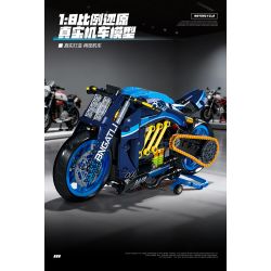 wisdom MG06 Bngatli W4 Xếp hình lắp ráp ghép mô hình Xe máy Bugatti 1:8