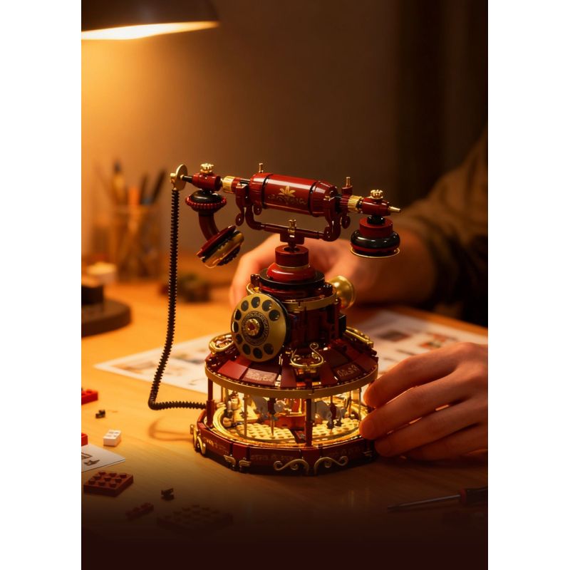 remittance H1014 Xếp hình lắp ráp ghép mô hình Băng chuyền điện thoại cổ điển tưởng tượng
