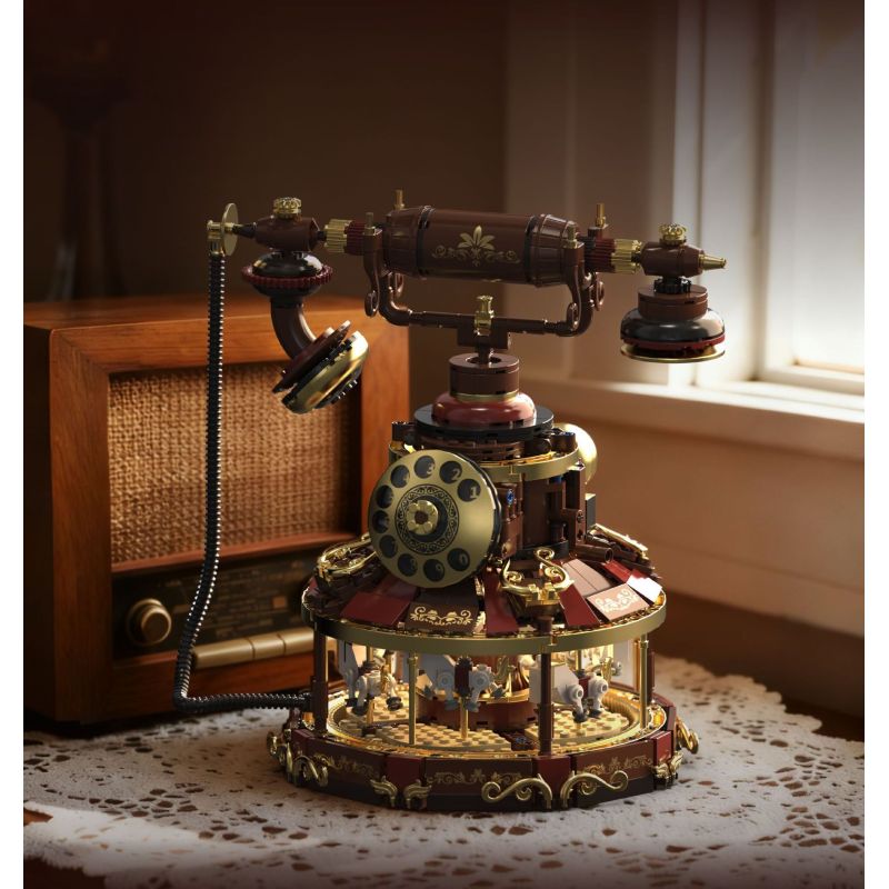remittance H1014 Xếp hình lắp ráp ghép mô hình Băng chuyền điện thoại cổ điển tưởng tượng