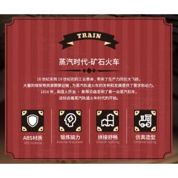 Kqiboxxr KQ302 Steam Age Ore Train Xếp hình lắp ráp ghép mô hình Kỷ nguyên của hơi nước: Tàu quặng