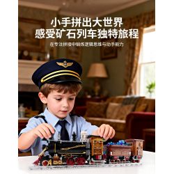 Kqiboxxr KQ302 Steam Age Ore Train Xếp hình lắp ráp ghép mô hình Kỷ nguyên của hơi nước: Tàu quặng
