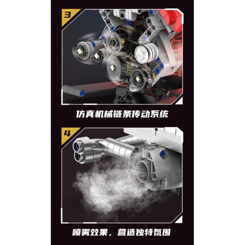 KAIYU KeeYee World K96211 Xếp hình lắp ráp ghép mô hình Động cơ Ferrari Enzo V12