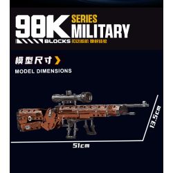 No license A67113 Xếp hình lắp ráp ghép mô hình súng trường 98K