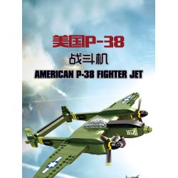 KAZI GBL BOZHI KY82074 American P-38 Fighter Jet Xếp hình lắp ráp ghép mô hình Máy bay chiến đấu P-38 của Mỹ