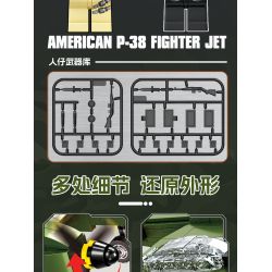 KAZI GBL BOZHI KY82074 American P-38 Fighter Jet Xếp hình lắp ráp ghép mô hình Máy bay chiến đấu P-38 của Mỹ