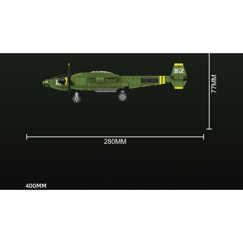 KAZI GBL BOZHI KY82074 American P-38 Fighter Jet Xếp hình lắp ráp ghép mô hình Máy bay chiến đấu P-38 của Mỹ