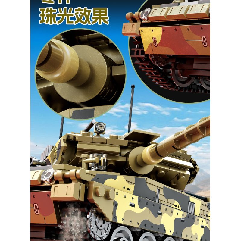 KAZI GBL BOZHI KY82076 German Leopard 2A7 Main Battle Tank Xếp hình lắp ráp ghép mô hình Xe tăng chiến đấu chủ lực Leopard 2A7 của Đức