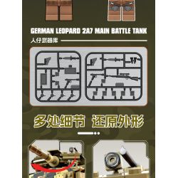 KAZI GBL BOZHI KY82076 German Leopard 2A7 Main Battle Tank Xếp hình lắp ráp ghép mô hình Xe tăng chiến đấu chủ lực Leopard 2A7 của Đức