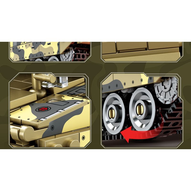 KAZI GBL BOZHI KY82076 German Leopard 2A7 Main Battle Tank Xếp hình lắp ráp ghép mô hình Xe tăng chiến đấu chủ lực Leopard 2A7 của Đức