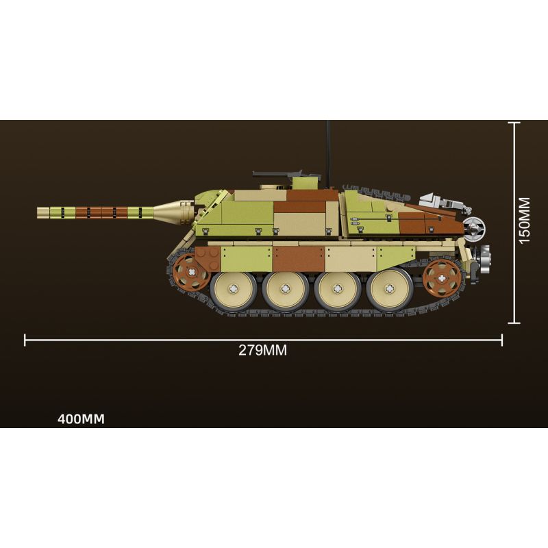 KAZI GBL BOZHI KY82077 German Hunter Tank Destroyer Xếp hình lắp ráp ghép mô hình Pháo chống tăng Stalker của Đức