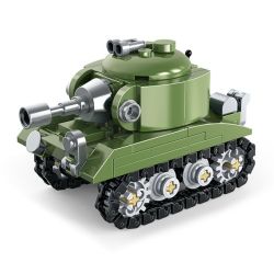 United Imagine JKC7703 Xếp hình lắp ráp ghép mô hình Q Cute Tank: Jungle F1 Tank Green Xiaomeng