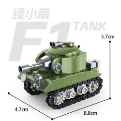 United Imagine JKC7703 Xếp hình lắp ráp ghép mô hình Q Cute Tank: Jungle F1 Tank Green Xiaomeng