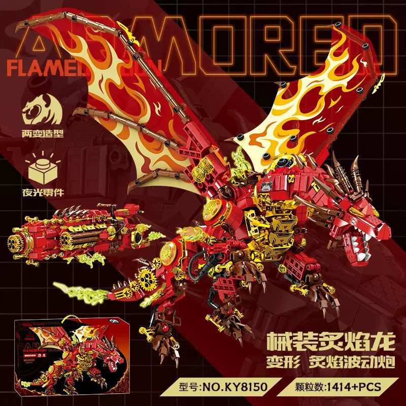 KAZI GBL BOZHI KY8150 FlameDragon Xếp hình lắp ráp ghép mô hình Thiết bị cơ khí Hỏa Long