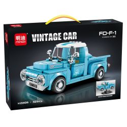 minGDi LEIBAO K2266 Vintage Car FD-F-1 Xếp hình lắp ráp ghép mô hình Xe bán tải Ford F-1