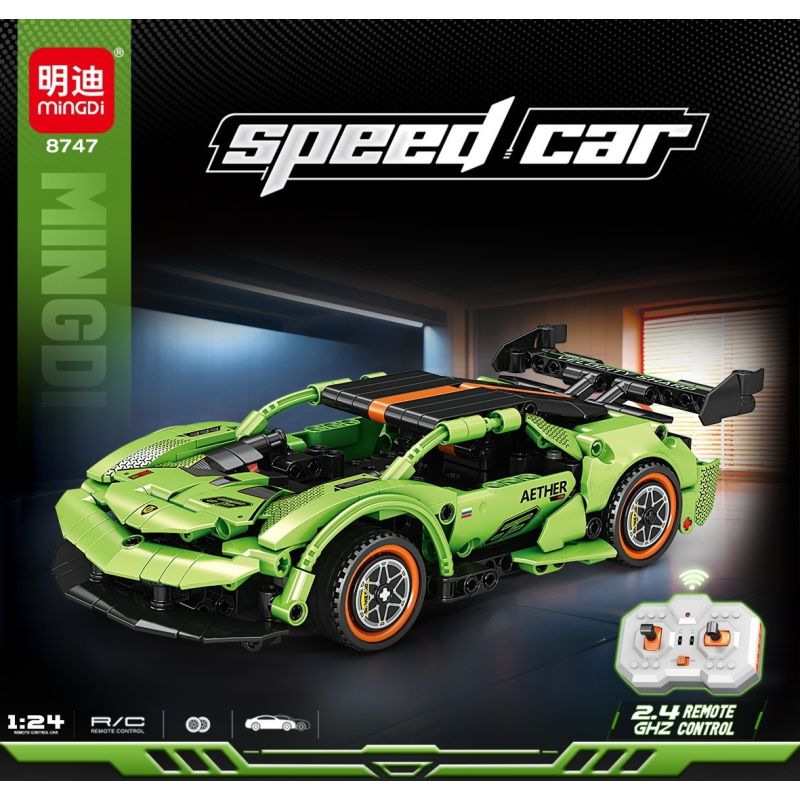 minGDi LEIBAO 8747 Xếp hình lắp ráp ghép mô hình Xe đua điều khiển từ xa 1:24