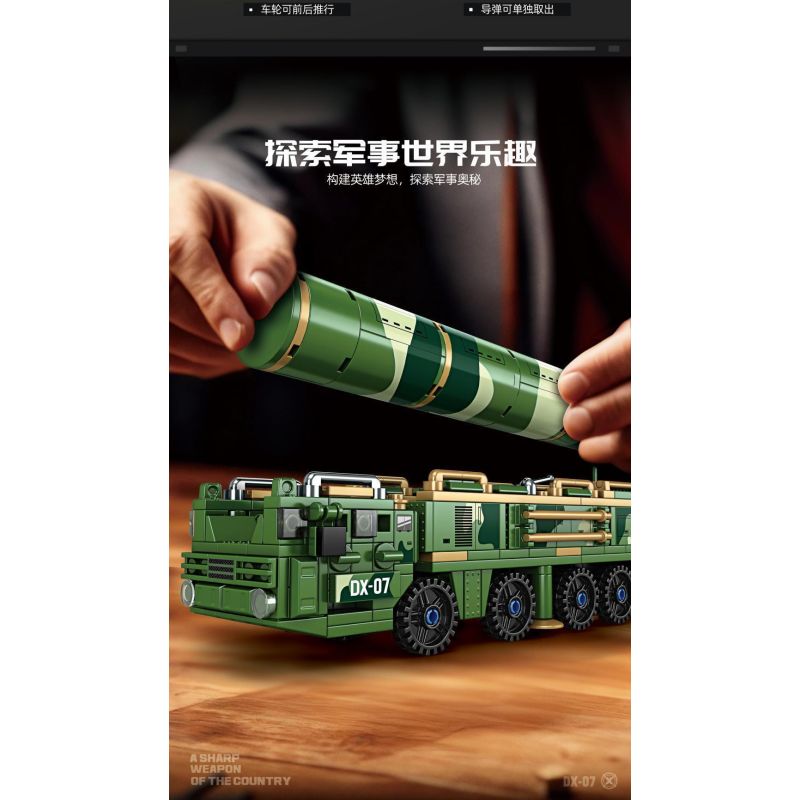 minGDi LEIBAO K3119 Xếp hình lắp ráp ghép mô hình Vũ khí quan trọng nhất của đất nước: Xe tên lửa DX-07