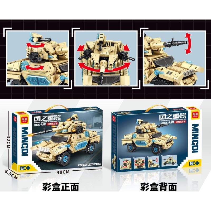 minGDi LEIBAO K3152 Xếp hình lắp ráp ghép mô hình Vũ khí quan trọng nhất của đất nước: Xe chiến đấu EBLG-RAM