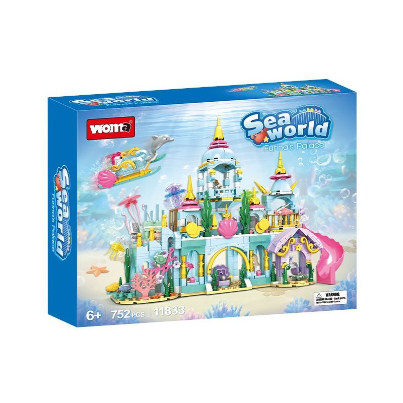 WOMA 11833 Sea World：Furina's Palace Dream Castle Xếp hình lắp ráp ghép mô hình Lâu đài dưới biển