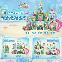WOMA 11833 Sea World：Furina's Palace Dream Castle Xếp hình lắp ráp ghép mô hình Lâu đài dưới biển
