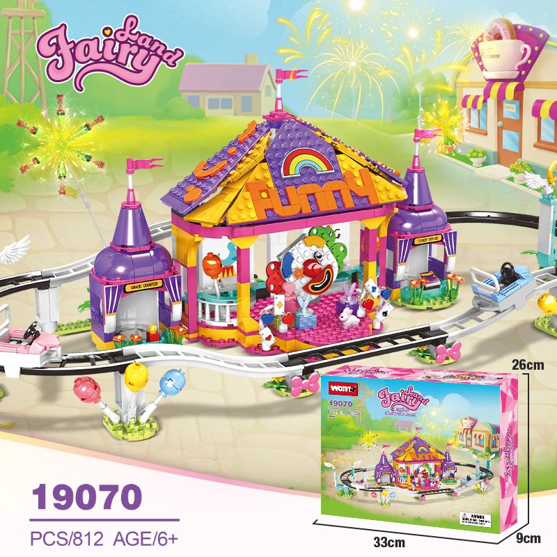 WOMA 19070 Fairy Land：Angles Merry Go Round Xếp hình lắp ráp ghép mô hình Thành phố trong mơ: Tàu lượn siêu tốc