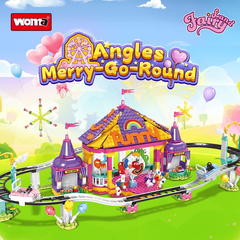 WOMA 19070 Fairy Land：Angles Merry Go Round Xếp hình lắp ráp ghép mô hình Thành phố trong mơ: Tàu lượn siêu tốc