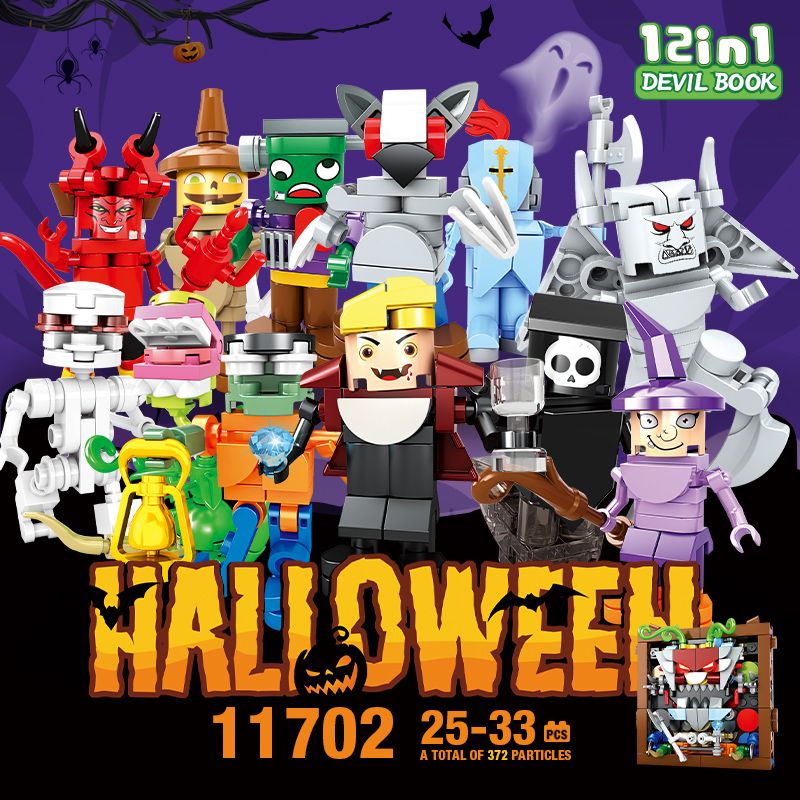 WOMA 11702 Halloween Devil Book Xếp hình lắp ráp ghép mô hình Sách ma quỷ Halloween 12 loại