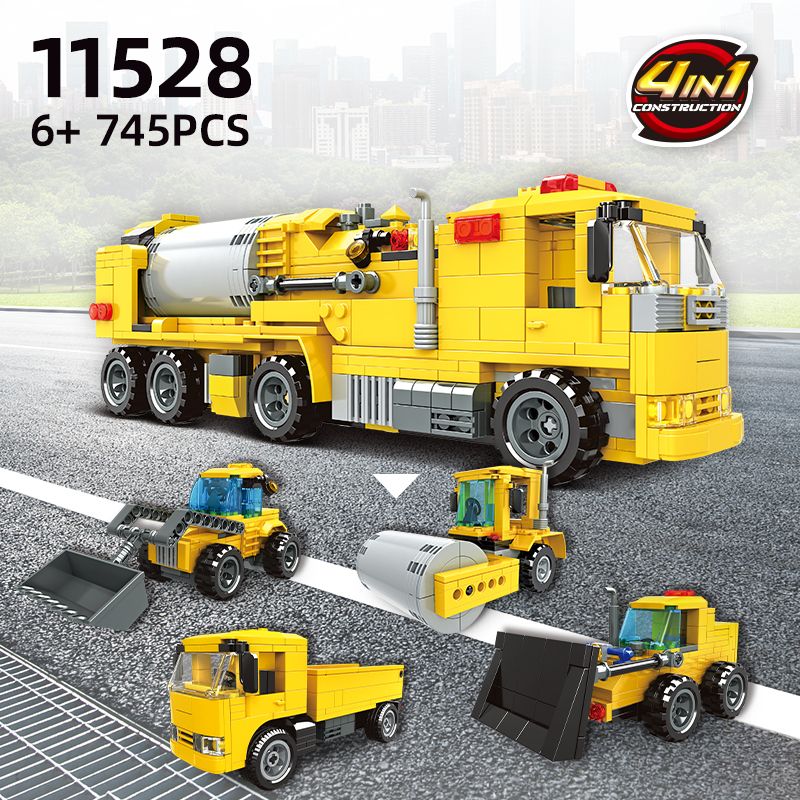 WOMA 11528 Concrete Mixer Truck Xếp hình lắp ráp ghép mô hình Xe kỹ thuật bốn trong một