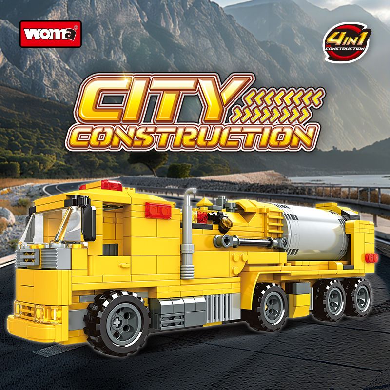 WOMA 11528 Concrete Mixer Truck Xếp hình lắp ráp ghép mô hình Xe kỹ thuật bốn trong một