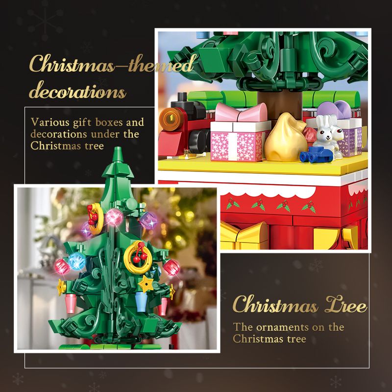 WOMA 11149 Rotating Christmas Tree Xếp hình lắp ráp ghép mô hình cây thông giáng sinh