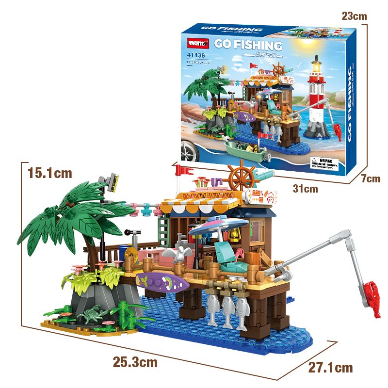 WOMA 41136 GO FISHING Xếp hình lắp ráp ghép mô hình bến tàu đánh cá