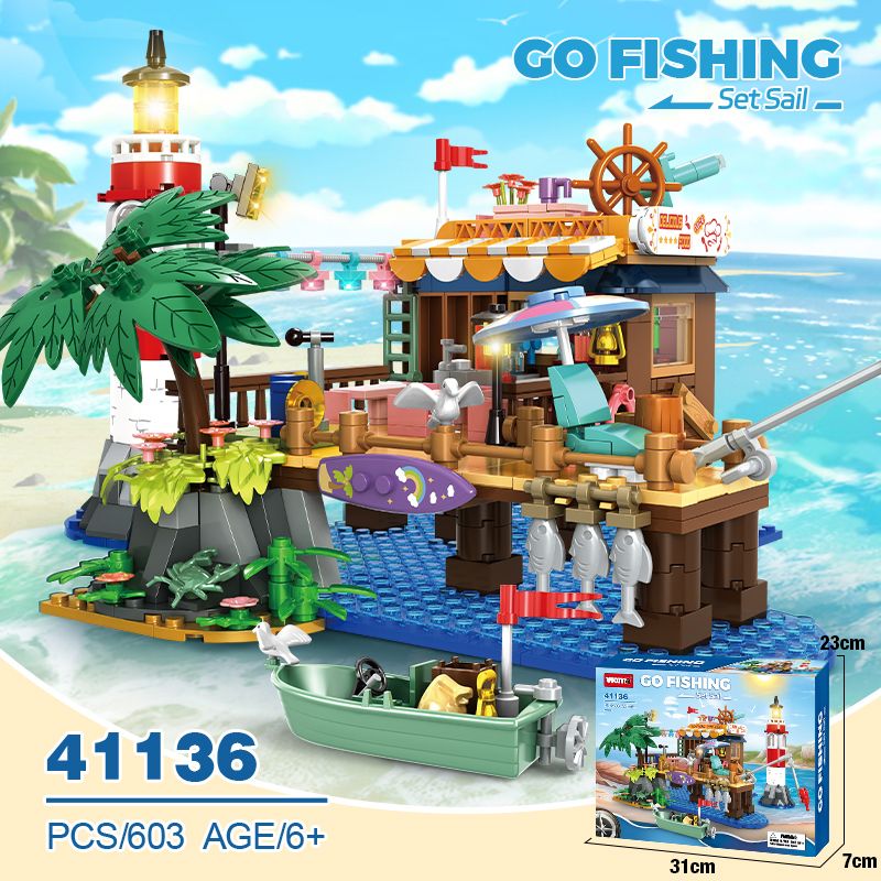 WOMA 41136 GO FISHING Xếp hình lắp ráp ghép mô hình bến tàu đánh cá
