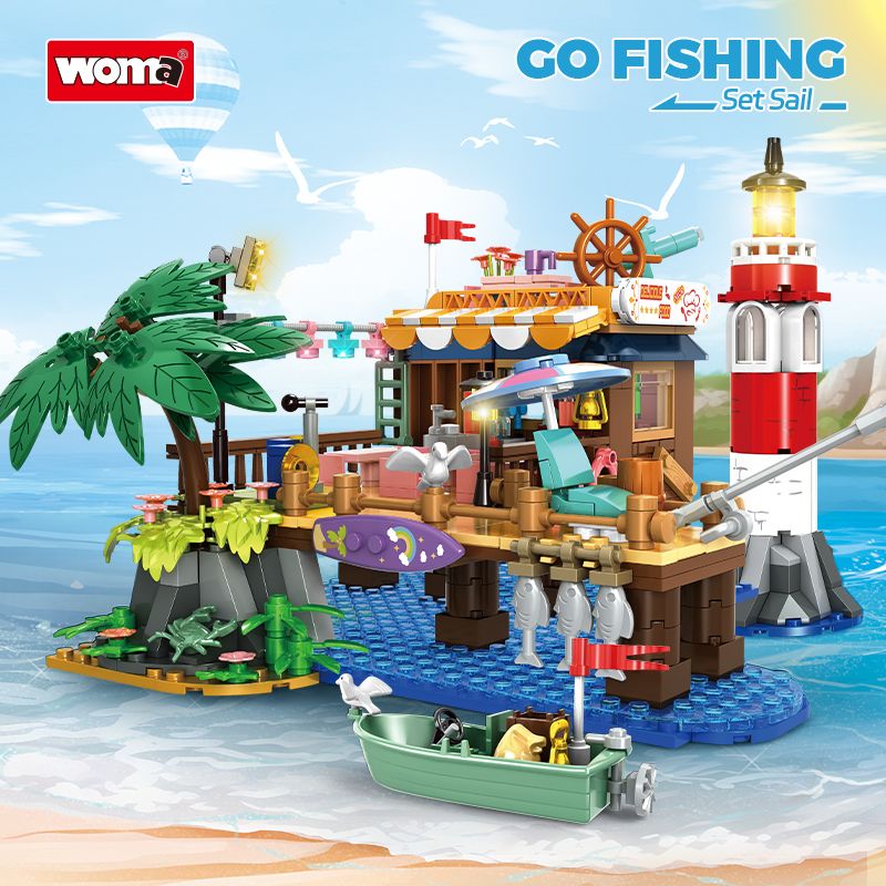 WOMA 41136 GO FISHING Xếp hình lắp ráp ghép mô hình bến tàu đánh cá