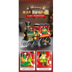 JAKI JK5160 Xếp hình lắp ráp ghép mô hình Chuyến tàu Giáng sinh đầy màu sắc: Đầu máy ma thuật thị trấn Giáng sinh