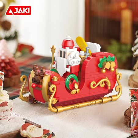 JAKI JK5162 Xếp hình lắp ráp ghép mô hình Chuyến tàu Giáng sinh đầy màu sắc: Xe trượt tuyết vui vẻ của ông già Noel