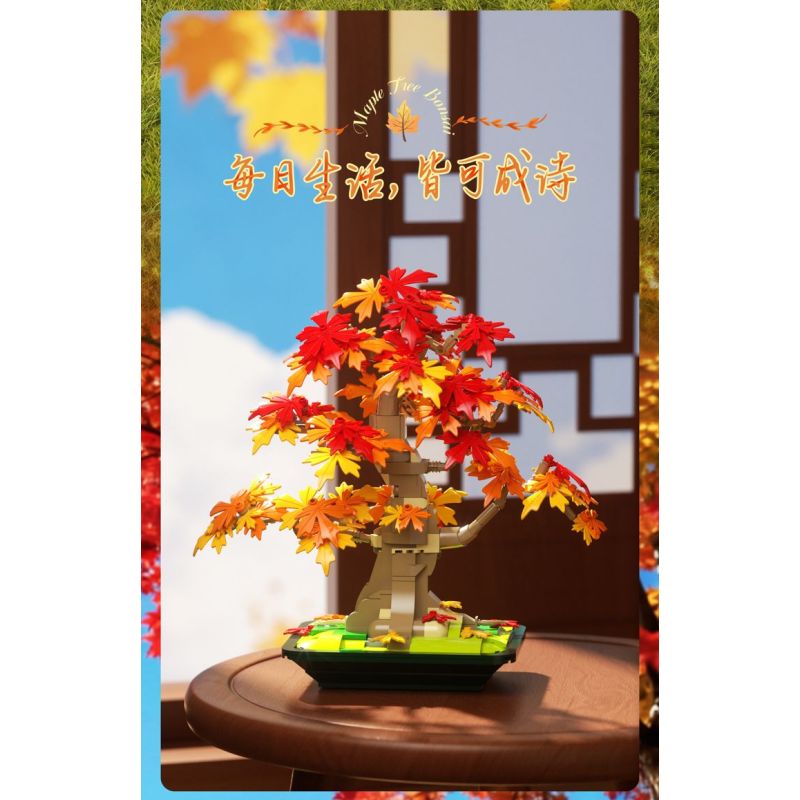 JAKI DK025 Xếp hình lắp ráp ghép mô hình chậu cây phong