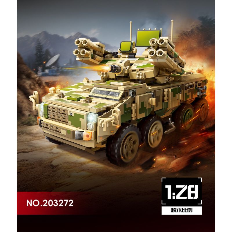 SEMBO 203272 Xếp hình lắp ráp ghép mô hình Xe tăng phòng không 625E 1:28