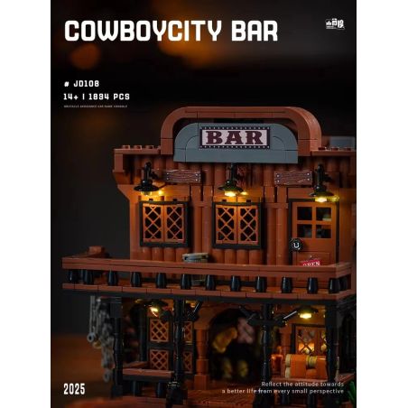 small angle JD108 Xếp hình lắp ráp ghép mô hình Thị trấn cao bồi: Quán bar