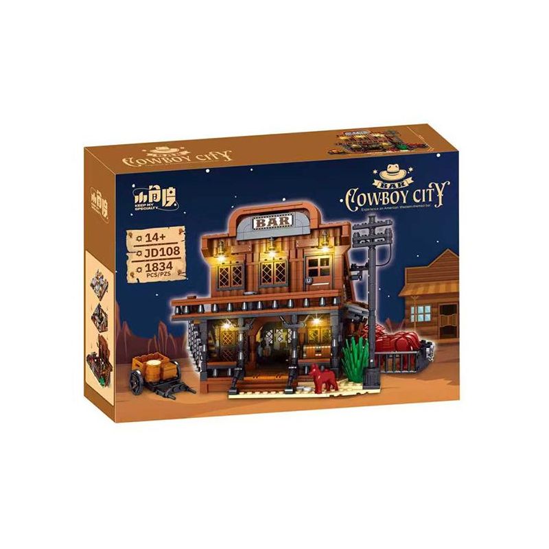 small angle JD108 Xếp hình lắp ráp ghép mô hình Thị trấn cao bồi: Quán bar