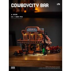 small angle JD108 Xếp hình lắp ráp ghép mô hình Thị trấn cao bồi: Quán bar