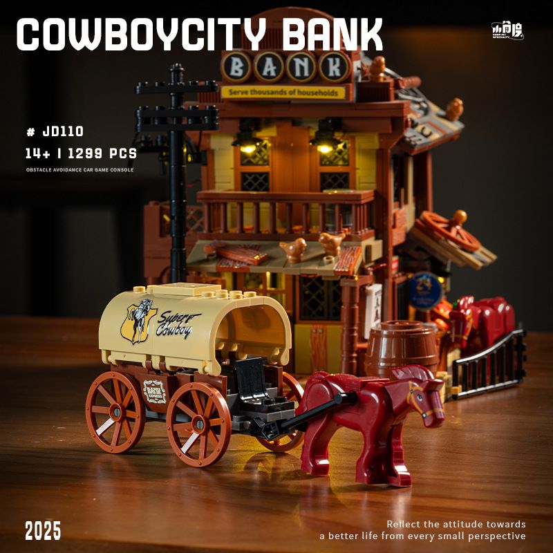 small angle JD110 Cowboy City Bank Xếp hình lắp ráp ghép mô hình Thị trấn cao bồi: Ngân hàng