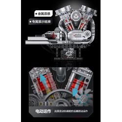 XINZHUAN XZ0014 Stormcore V2 Engine Xếp hình lắp ráp ghép mô hình Động cơ đầu dẹt của Harley