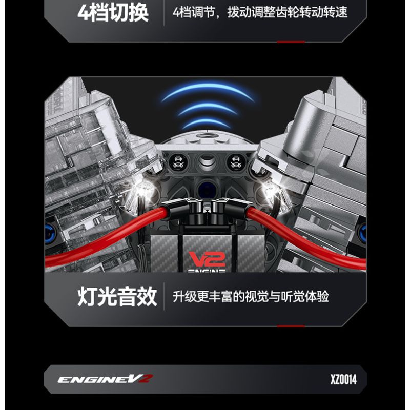 XINZHUAN XZ0014 Stormcore V2 Engine Xếp hình lắp ráp ghép mô hình Động cơ đầu dẹt của Harley