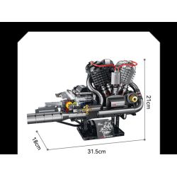 XINZHUAN XZ0015 Stormcore V2 Engine Xếp hình lắp ráp ghép mô hình Động cơ đầu chai của Harley