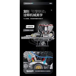 XINZHUAN XZ0015 Stormcore V2 Engine Xếp hình lắp ráp ghép mô hình Động cơ đầu chai của Harley