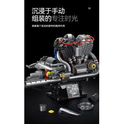XINZHUAN XZ0015 Stormcore V2 Engine Xếp hình lắp ráp ghép mô hình Động cơ đầu chai của Harley