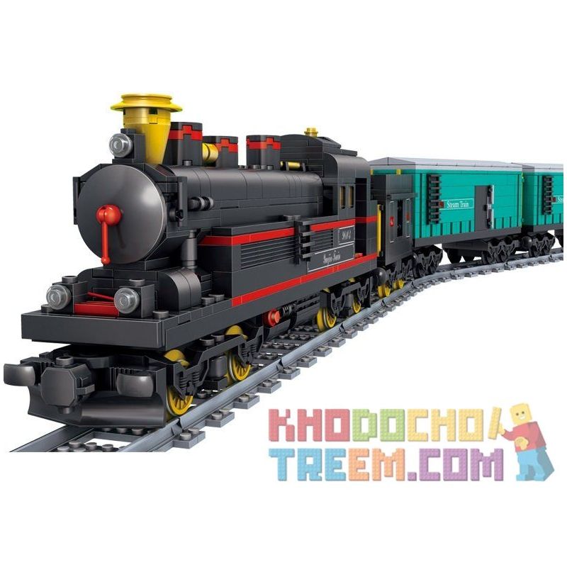 Kazi KY98103 98103 KY98226 98226 non  TÀU HỎA HƠI NƯỚC CHỞ HÀNG ĐỘNG CƠ PIN SẠC bộ đồ chơi xếp lắp ráp ghép mô hình Trains YUEJIN TRAIN 821 khối