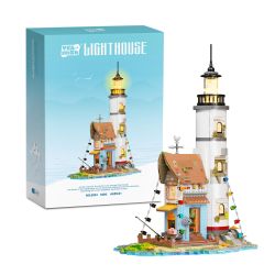 WEILE CHUANGXIANG 6034 THỊ TRẤN XOA DỊU NỖI LO NGỌN HẢI ĐĂNG ĐẢO BIỆT LẬP bộ đồ chơi xếp lắp ráp ghép mô hình Creator DESERTED ISLAND LIGHTHOUSE Sáng Tạo 1806 khối